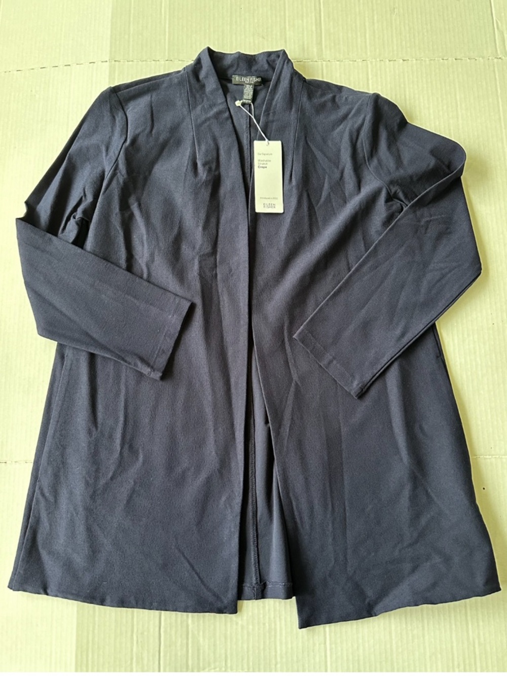 Eileen Fisher Womens Open Front Stretch Crepe Bracelet Sleeve Blue Size PP NWT - Picture 1 of 9